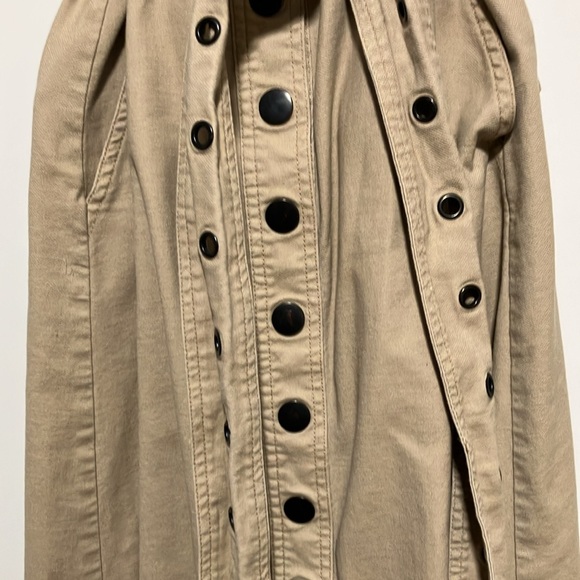 Marissa Webb A Line Shirt Dress Tan Button Up Off Shoulder Belted Puff Sleeves - Picture 7 of 7